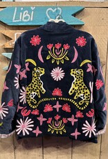 Suzani velvet jasje – donkerblauw panters