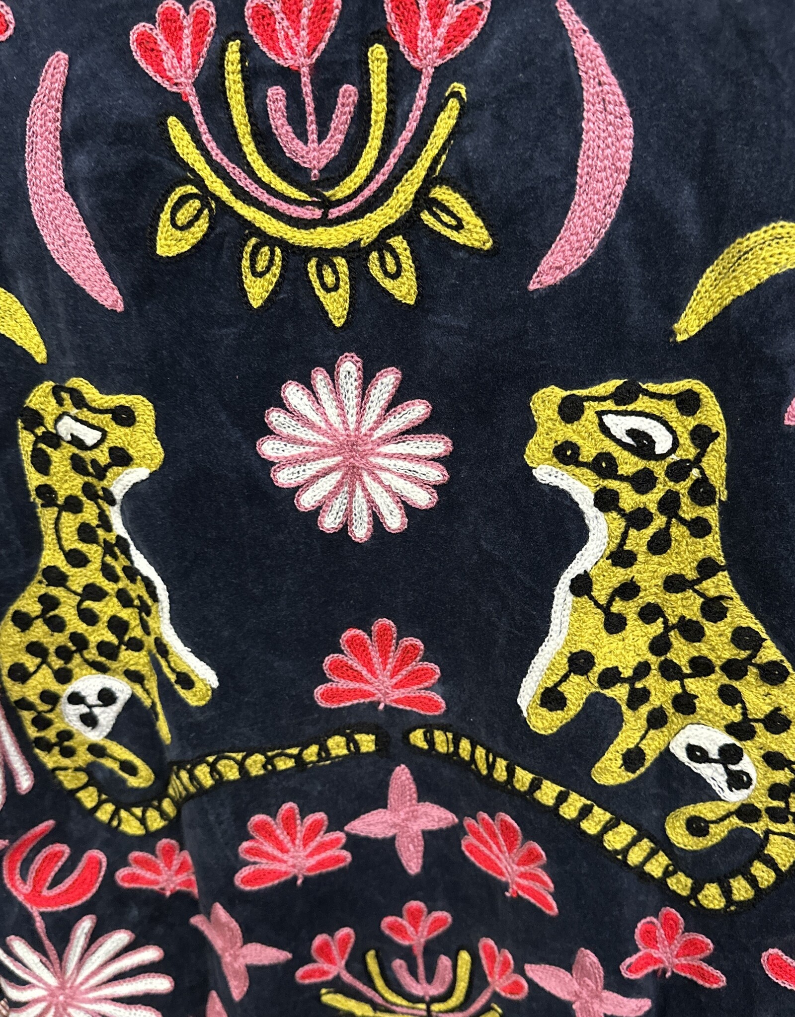 Suzani velvet jasje – donkerblauw panters