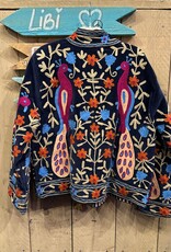 Suzani velvet jasje – donkerblauw vogel