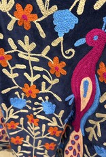 Suzani velvet jasje – donkerblauw vogel