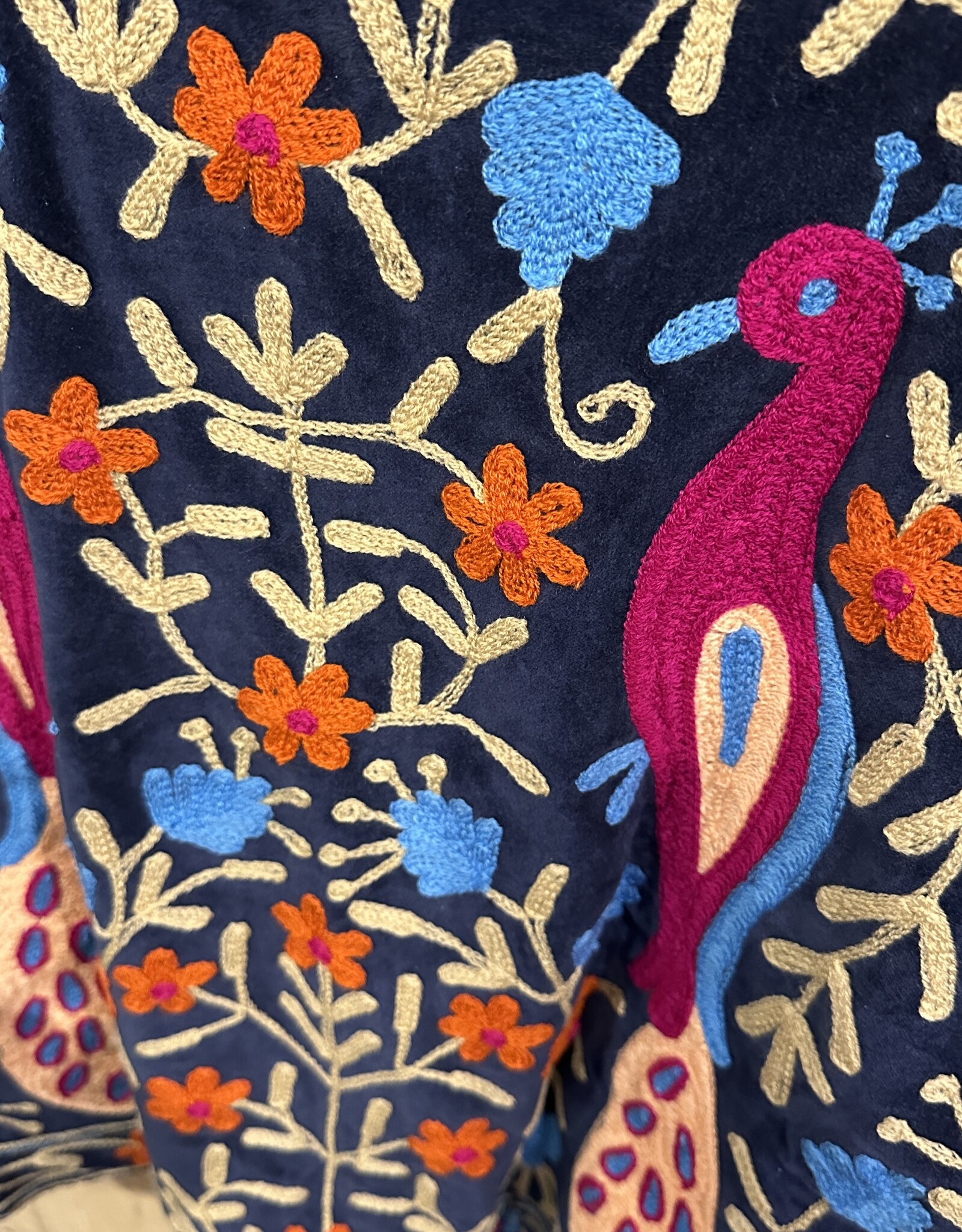 Suzani velvet jasje – donkerblauw vogel