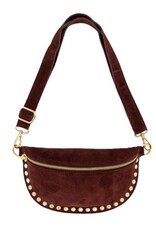 Suede leren tas studs - bordeaux