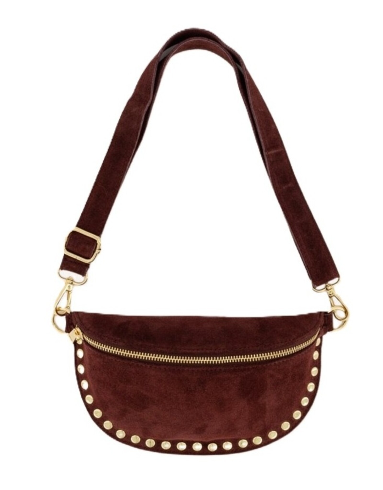 Suede leren tas studs - bordeaux