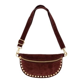 Suede leren tas studs - bordeaux