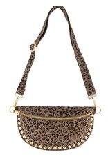 Suede leren tas studs - panterprint