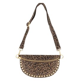 Suede leren tas studs - panterprint
