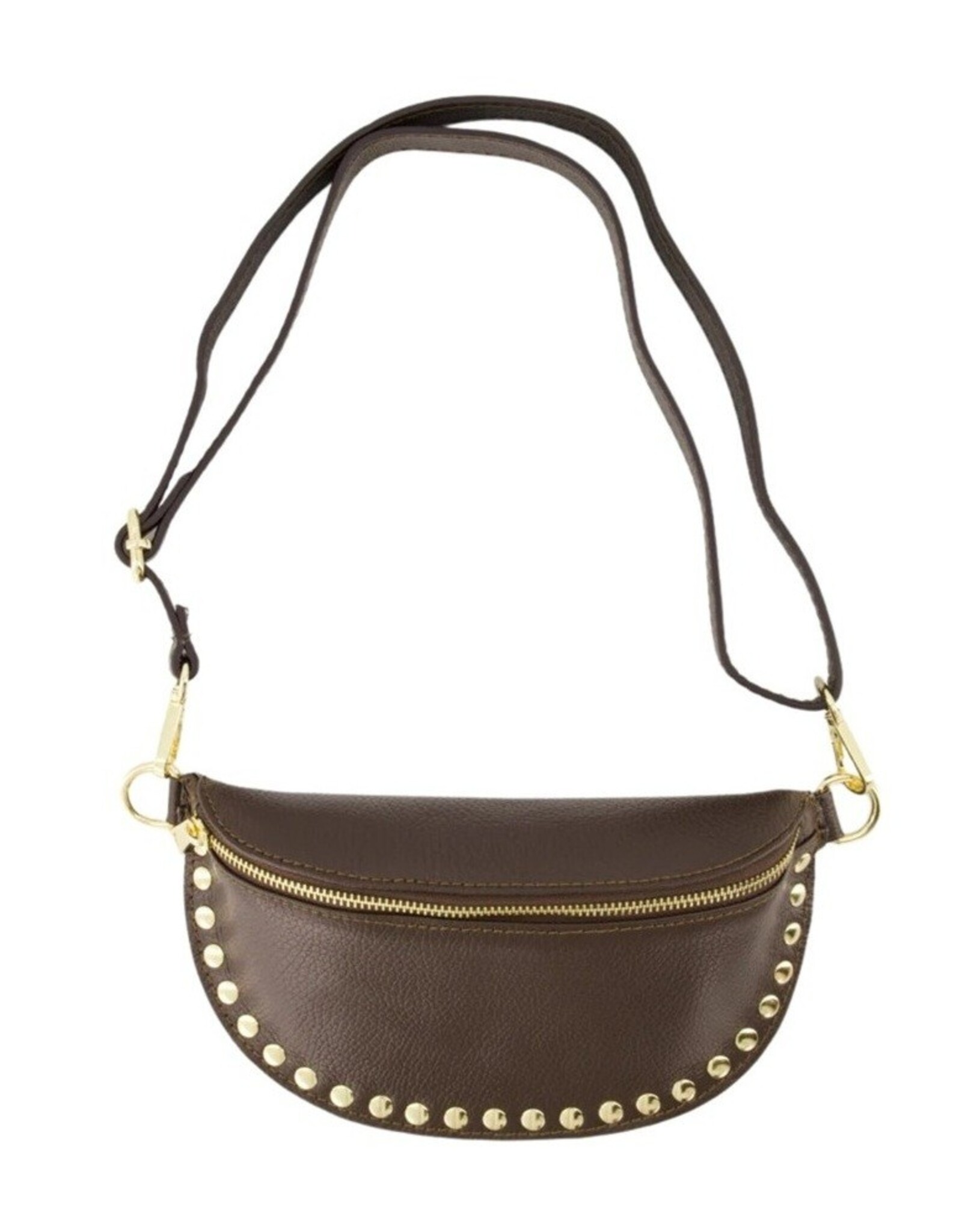 Leren tas studs - donkerbruin