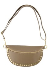 Leren tas studs - taupe