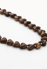 Kralen ketting hartjes grof - bruin