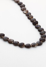 Kralen ketting hartjes - bruin