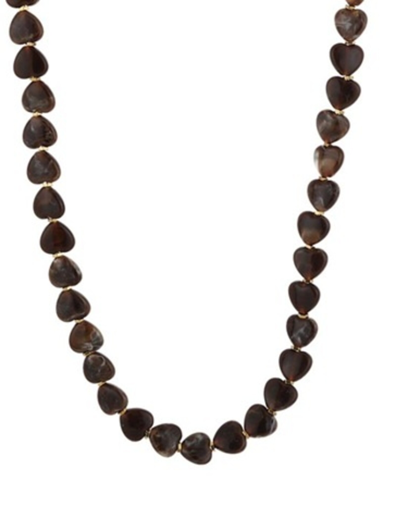 Kralen ketting hartjes - bruin