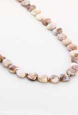 Kralen ketting hartjes - beige