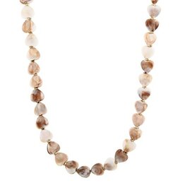 Kralen ketting hartjes - beige