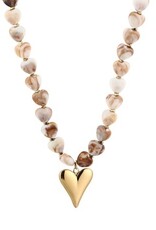 Kralen ketting hartjes - beige