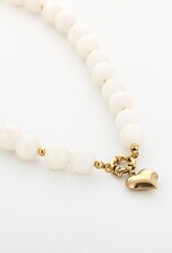 Kralen ketting bedel - creme