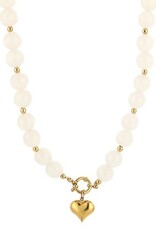 Kralen ketting bedel - creme