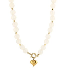Kralen ketting bedel - creme