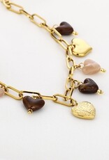 Bedel ketting hartjes - goud