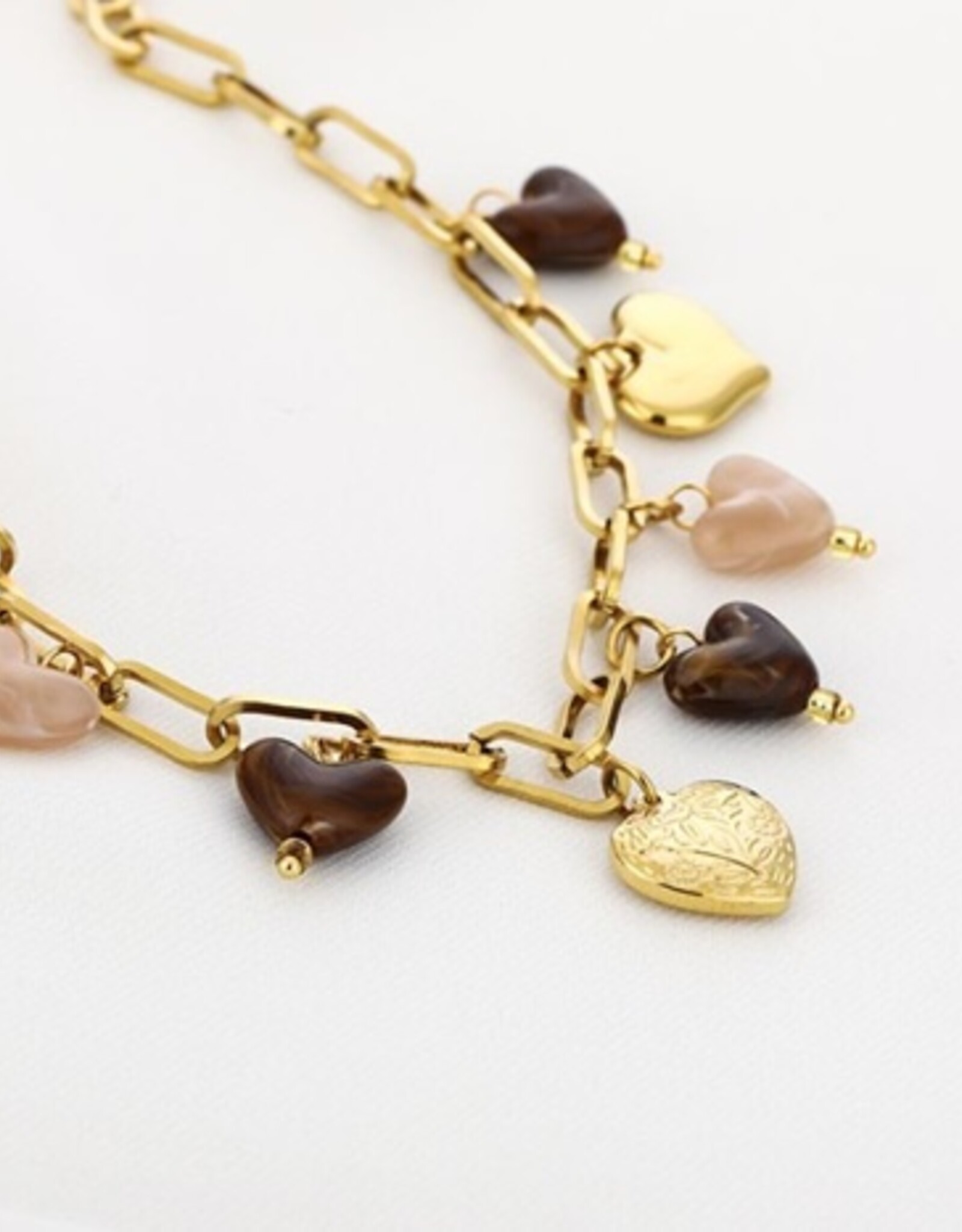 Bedel ketting hartjes - goud