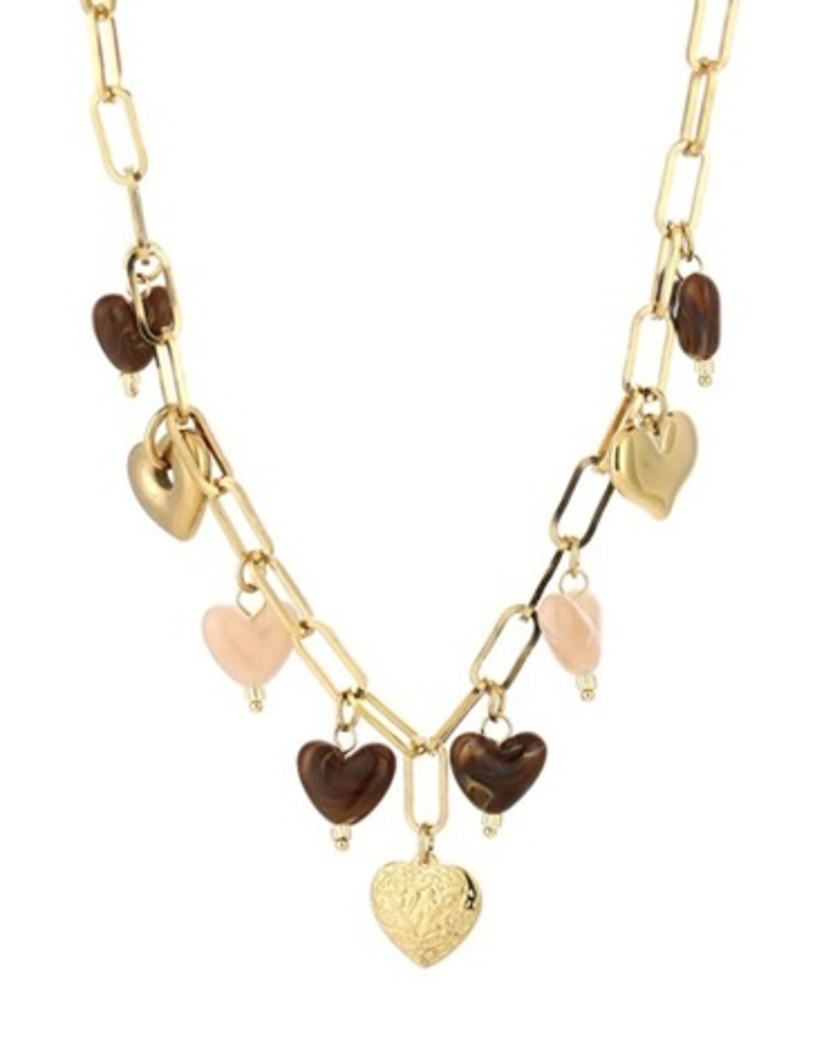Bedel ketting hartjes - goud