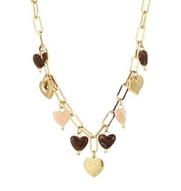 Bedel ketting hartjes - goud