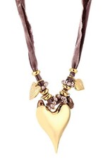 Bedel ketting hartjes - bruin