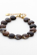 Kralen armband hartjes - bruin
