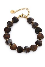Kralen armband hartjes - bruin