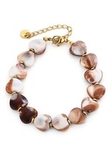 Kralen armband hartjes - beige