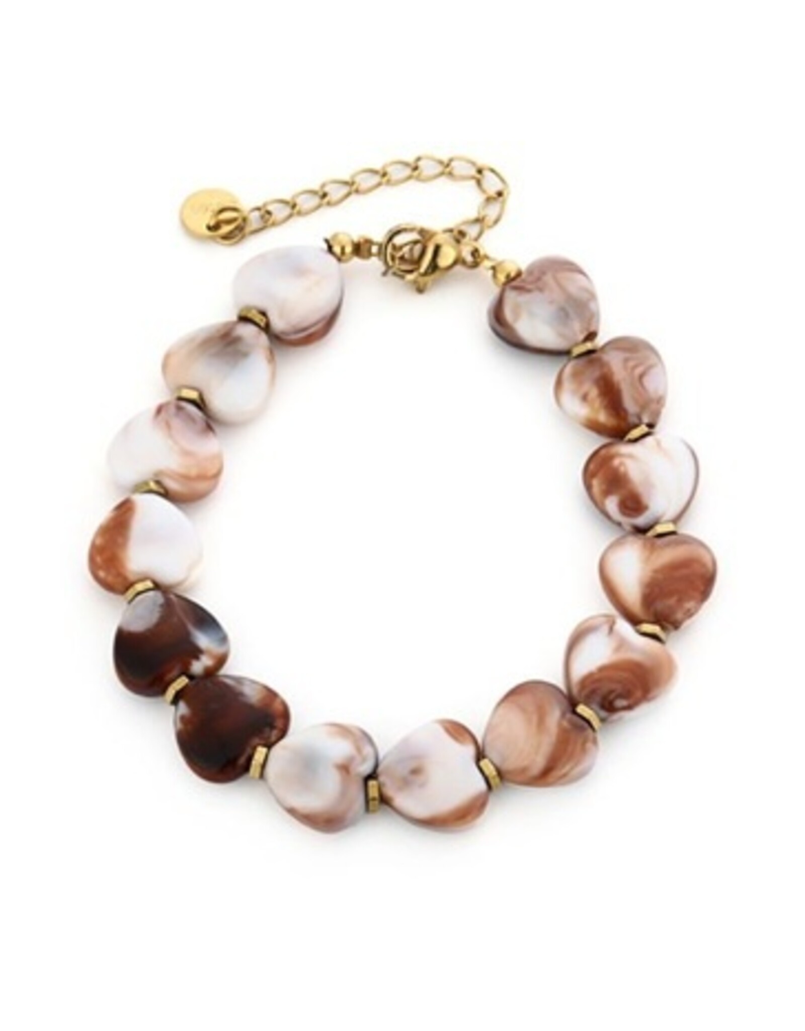 Kralen armband hartjes - beige