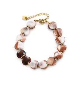 Kralen armband hartjes - beige