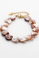 Kralen armband hartjes - beige