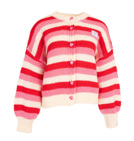 Gestreept vest hartjes - rood /roze/ creme