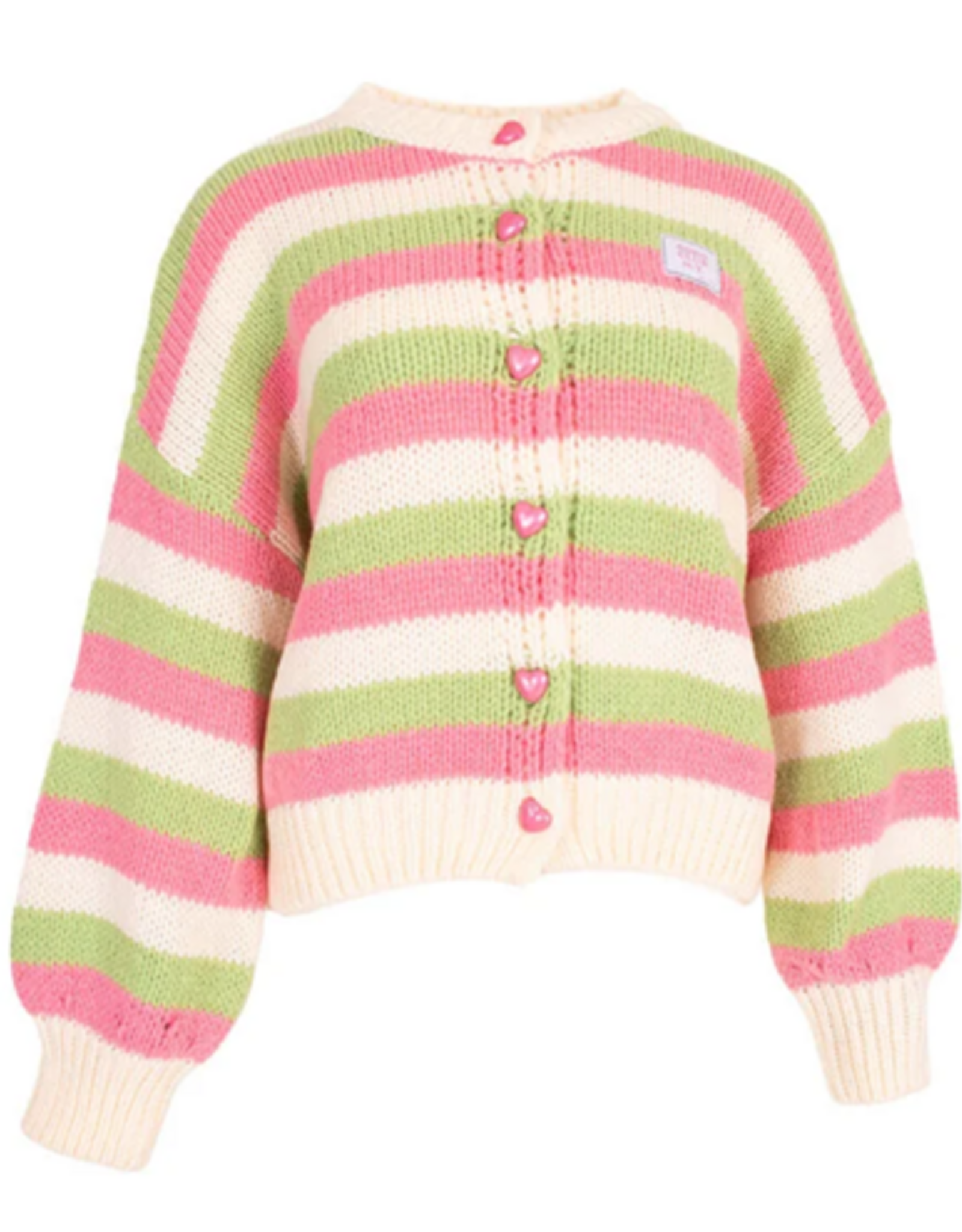 Gestreept vest hartjes - roze/groen/creme
