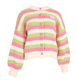 Gestreept vest hartjes - groen /roze/creme