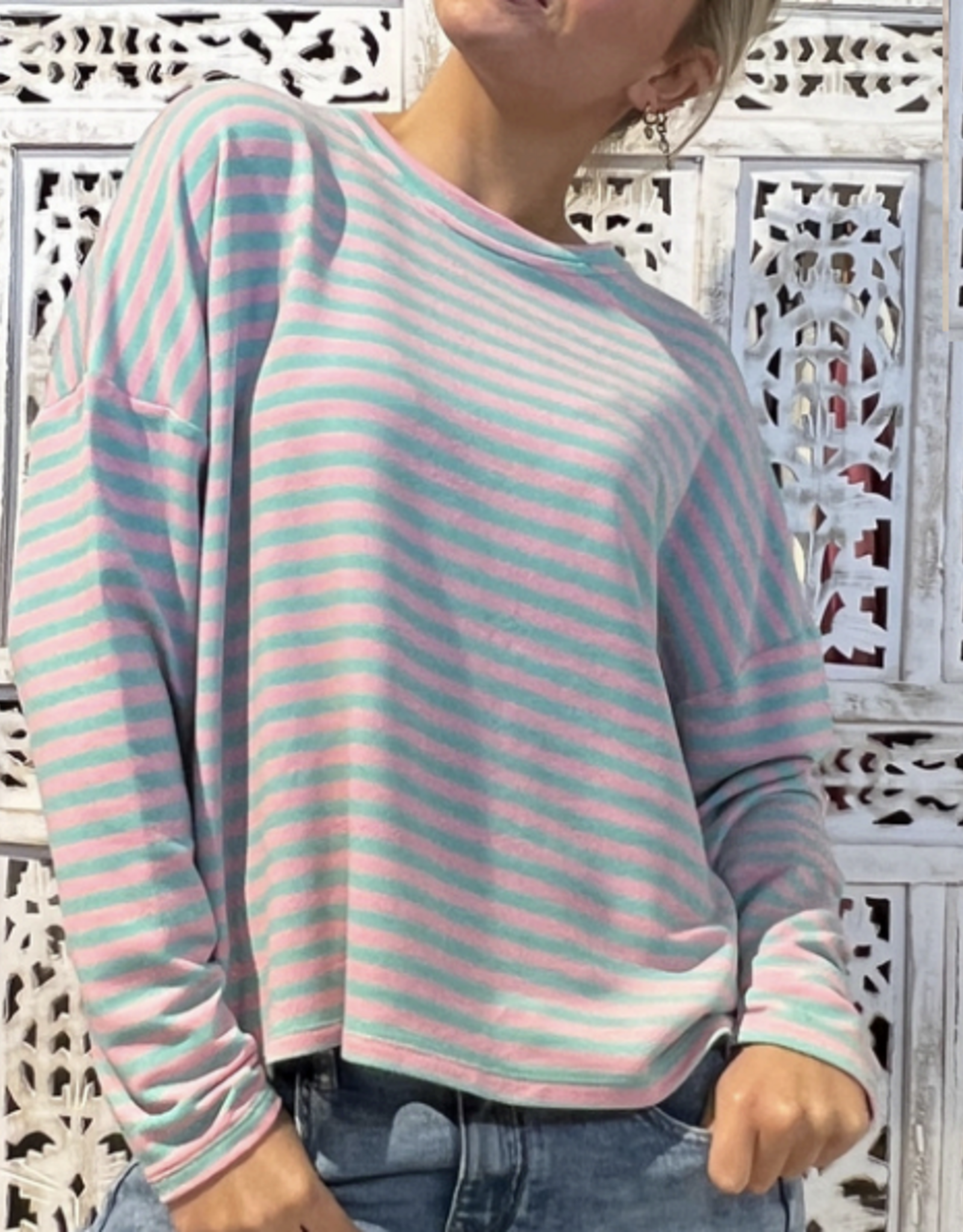 Gestreept shirt - roze/turquoise