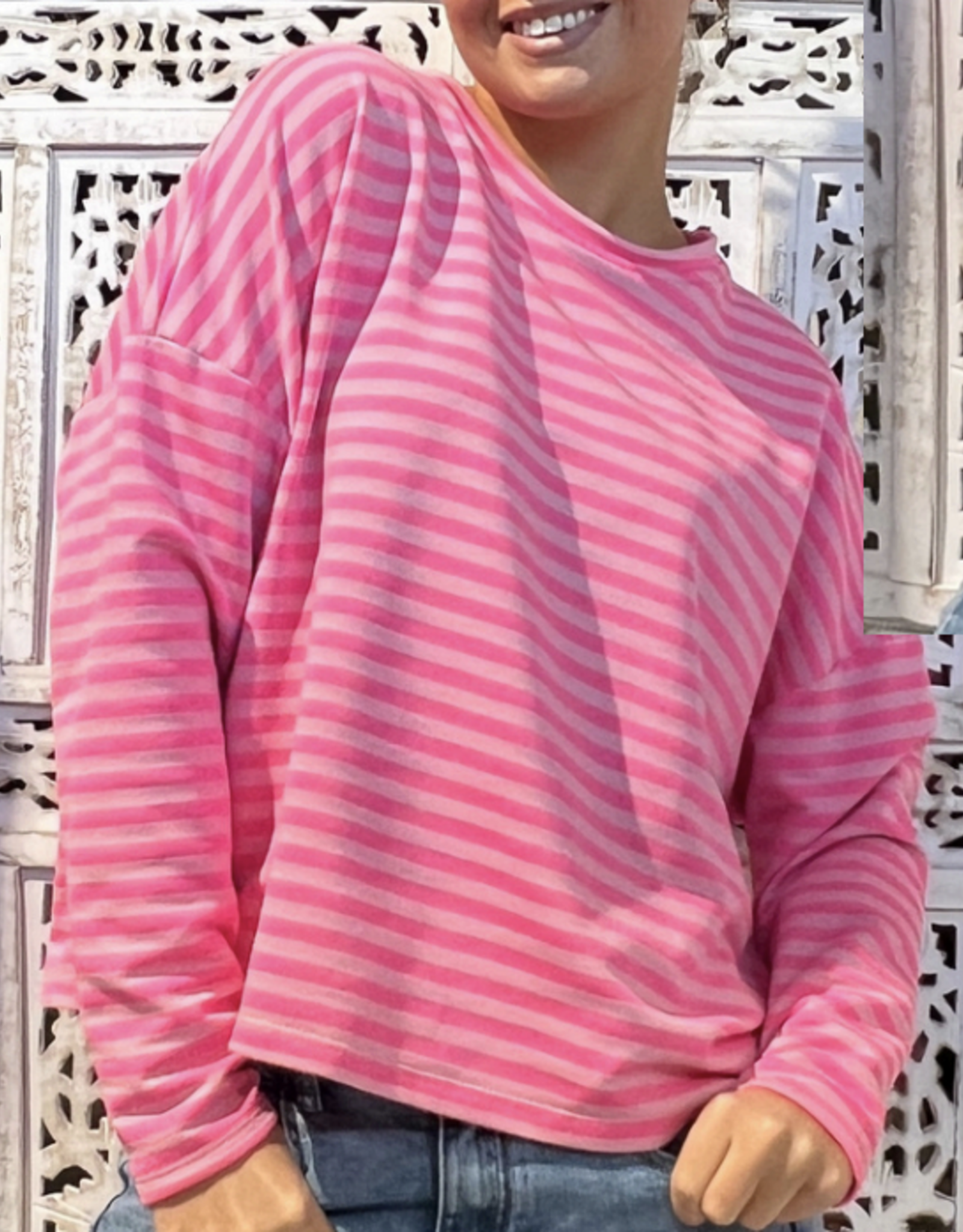 Gestreept shirt - lichtroze/roze