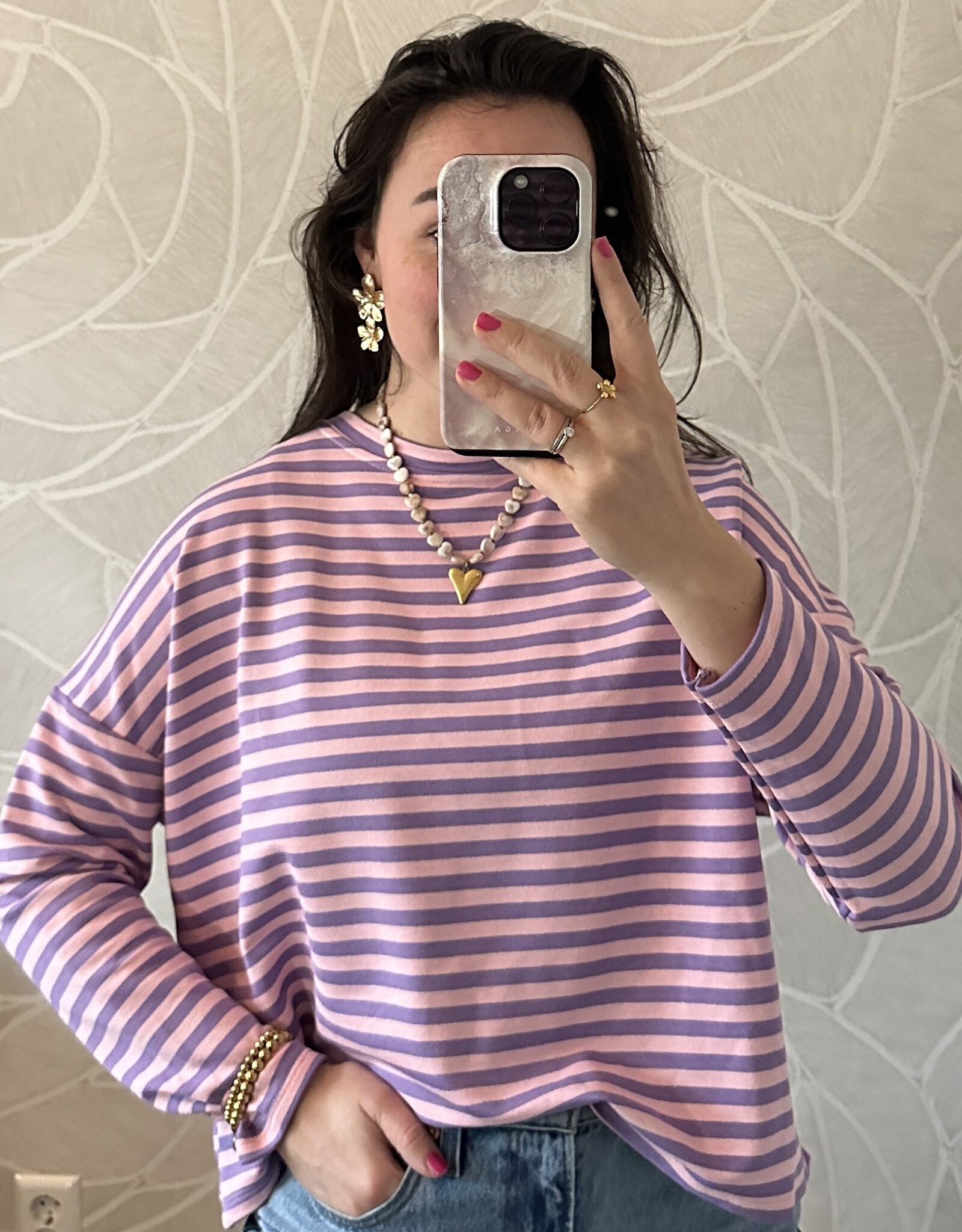 Gestreept shirt - lila/roze