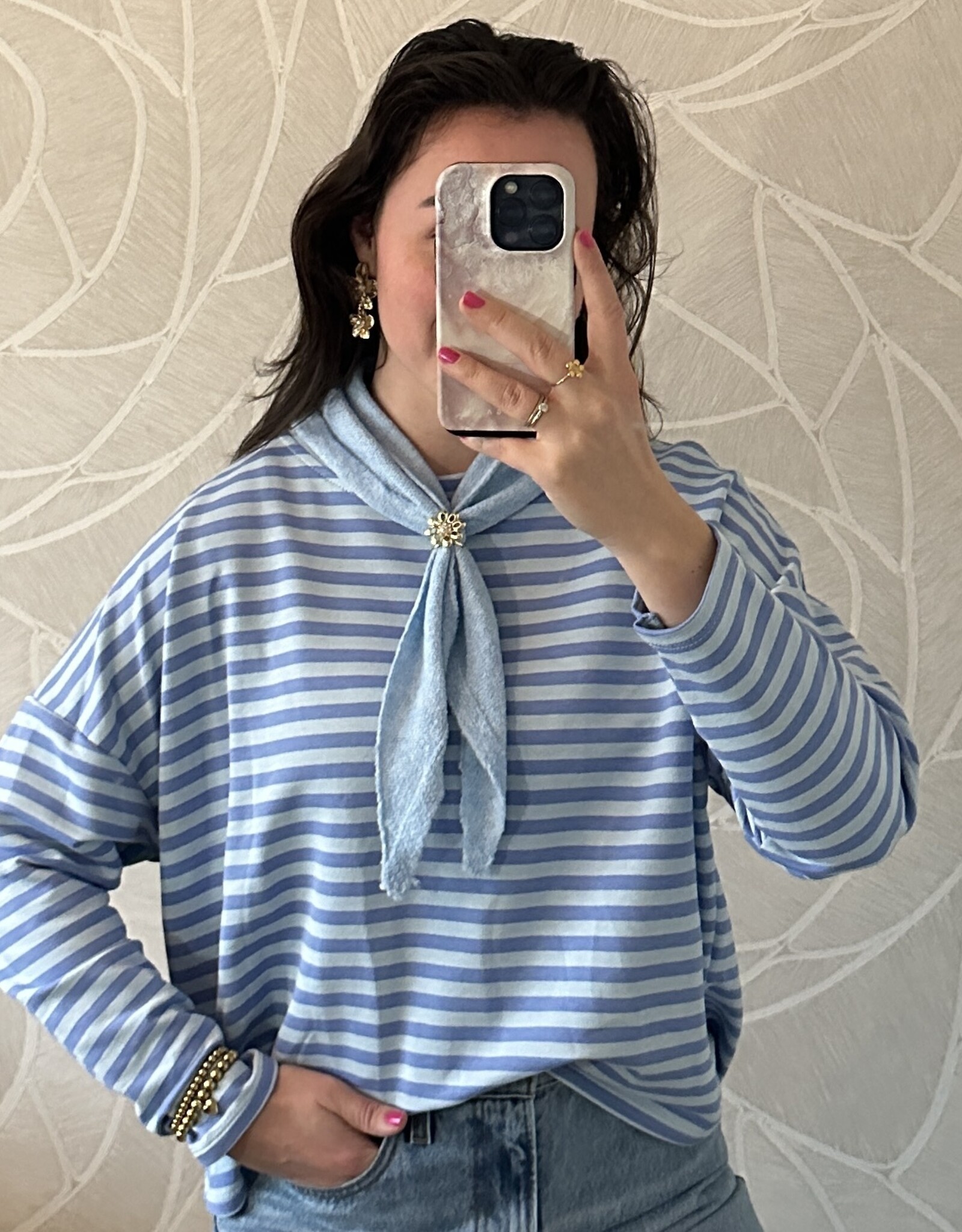 Driehoekig sjaaltje gebreid - blauw