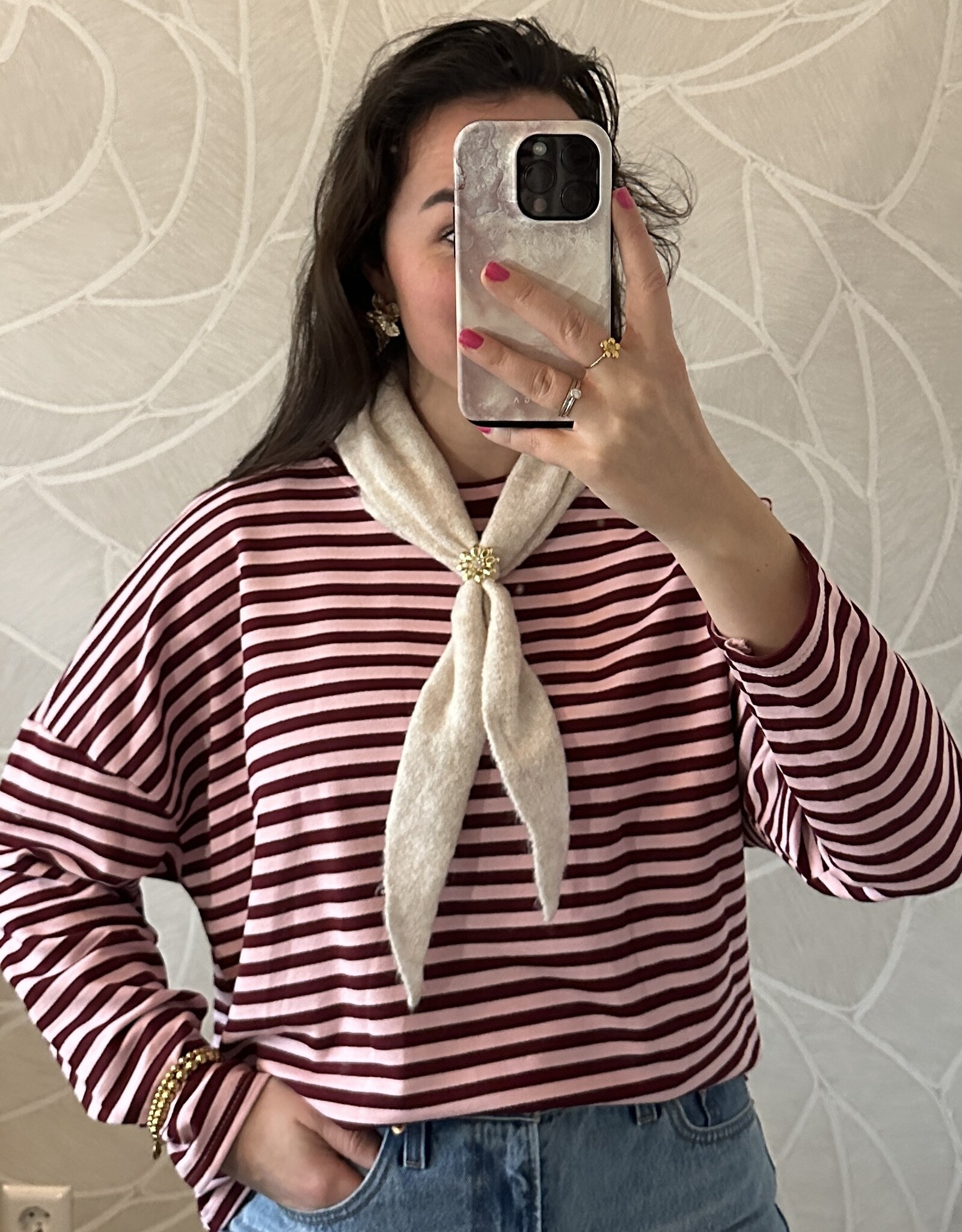 Driehoekig sjaaltje gebreid - beige