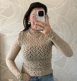 Kanten top Arina - beige