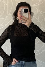 Kanten top Kaya - zwart