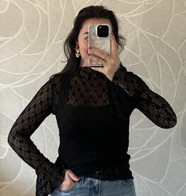 Kanten top Kaya - zwart