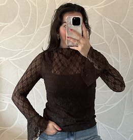 Kanten top Kaya - bruin