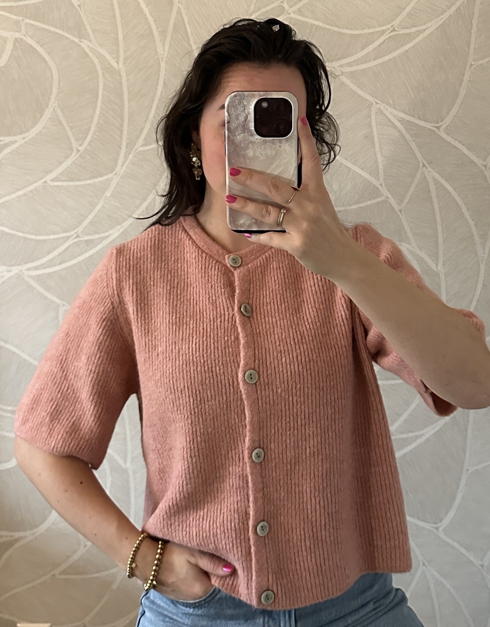 Vestje korte mouw - oud roze