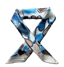 Sjaaltje hartjes - creme/blauw