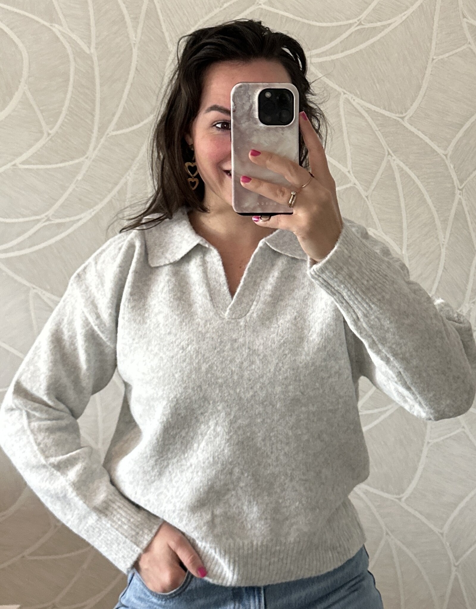 Trui v-hals - lichtgrijs