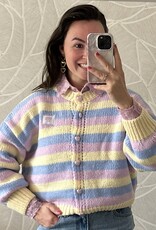 Gestreept vest hartjes - lila/geel/roze