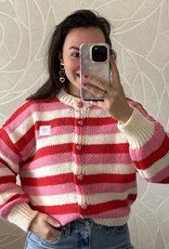 Gestreept vest hartjes - roze/rood/creme