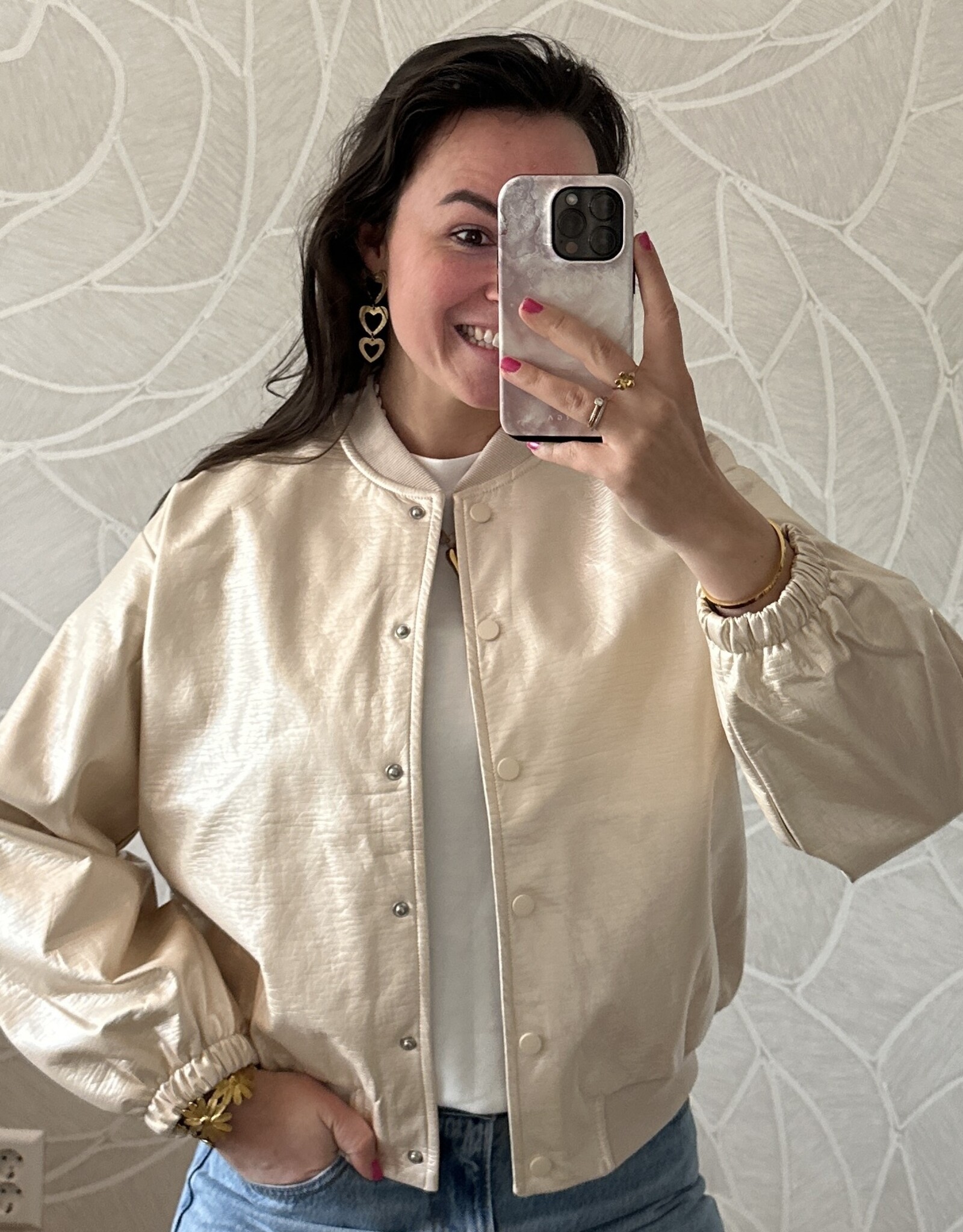 Bomberjack parelmoer - creme